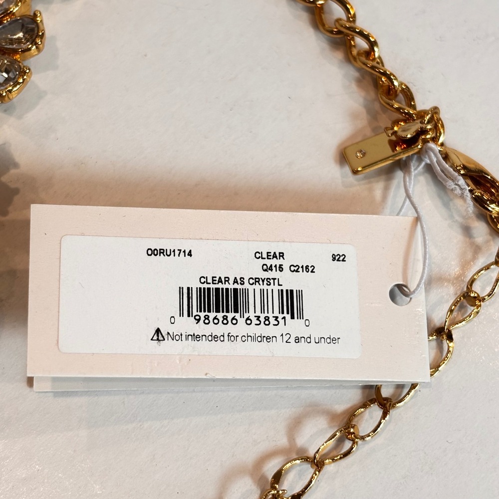 Kate Spade Clear As Crystal Flower Necklace Gold Tone Video NWT Sparkle! - Picture 5 of 10